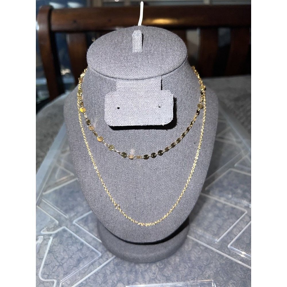 Layered Goldtone Dainty Two Chains Trendy Necklace Adjustable